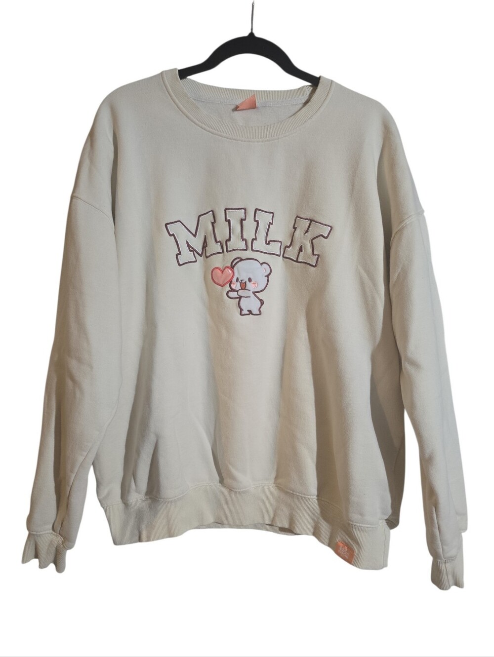 #317. Official Cream Milkmochabear Varsity Graphic Crewneck Sweatshirt. - Picture 3 of 10